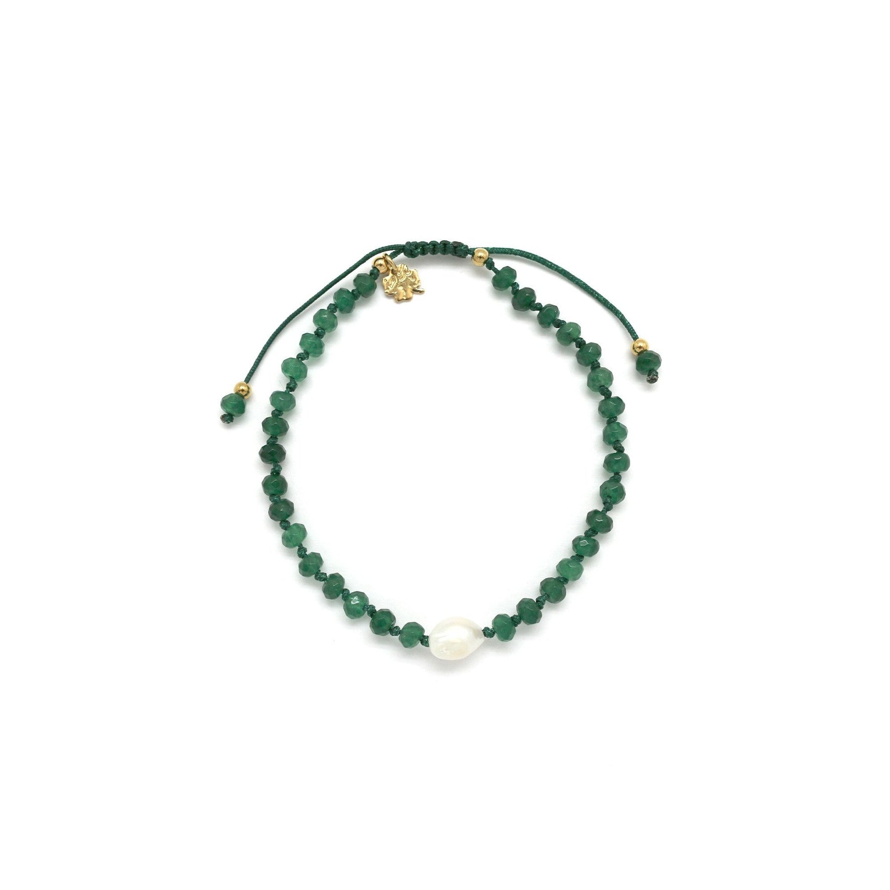 Regulējama zaļā kalcīta rokassprādze ar ūdens pērli